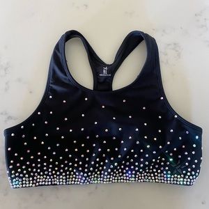 Rebel rhinestone sports bra